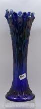 Carnival Glass Fenton Rustic 10" vase, cobalt