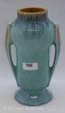 Roseville Orian 733-6" vase, turquoise/tan