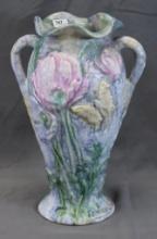 Mrkd. Weller Silvertone 12" vase