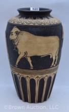 Weller Lebanon 9.5" vase, bulls in-relief