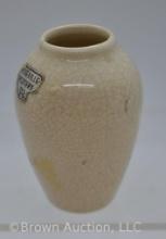 Miniature Roseville 3"h white vase, paper label