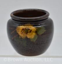 Mrkd. Weller Louwelsa 2.5"h cabinet vase, yellow flower