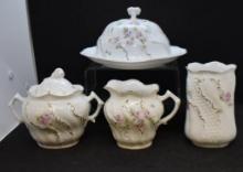 R.S. Prussia Old Mold 4 pc. table set, dainty flowers