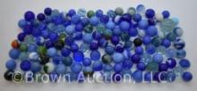Assortment of marbles - mostly blues, various sizes