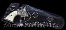 J&E Stevens 'Peace Maker' cast iron cap gun with white plastic embossed grips; circa 1940s; includes