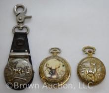 (3) Closed case pocket watches: Quartz with hunting case; Franklin Mint - National Fish and Wildlife