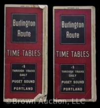 (2) Burlington Route Time Tables - June and October, 1913