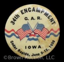 1908 Civil War GAR reunion pinback button