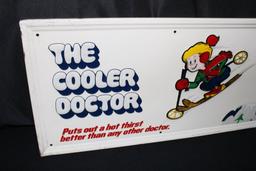 DR WELLS COOLER DOCTOR SODA POP TIN SIGN