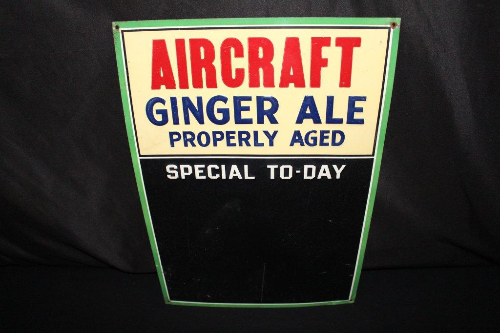 AIRCRAFT GINGER ALE SODA POP BLACKBOARD TIN SIGN