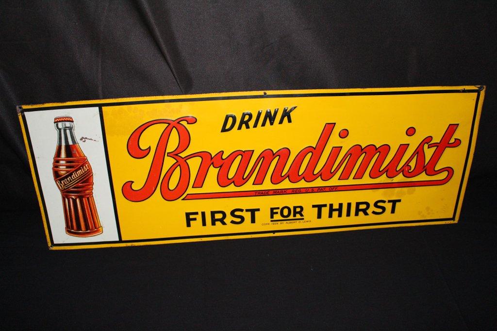 1928 BRANDIMIST SODA POP TIN SIGN