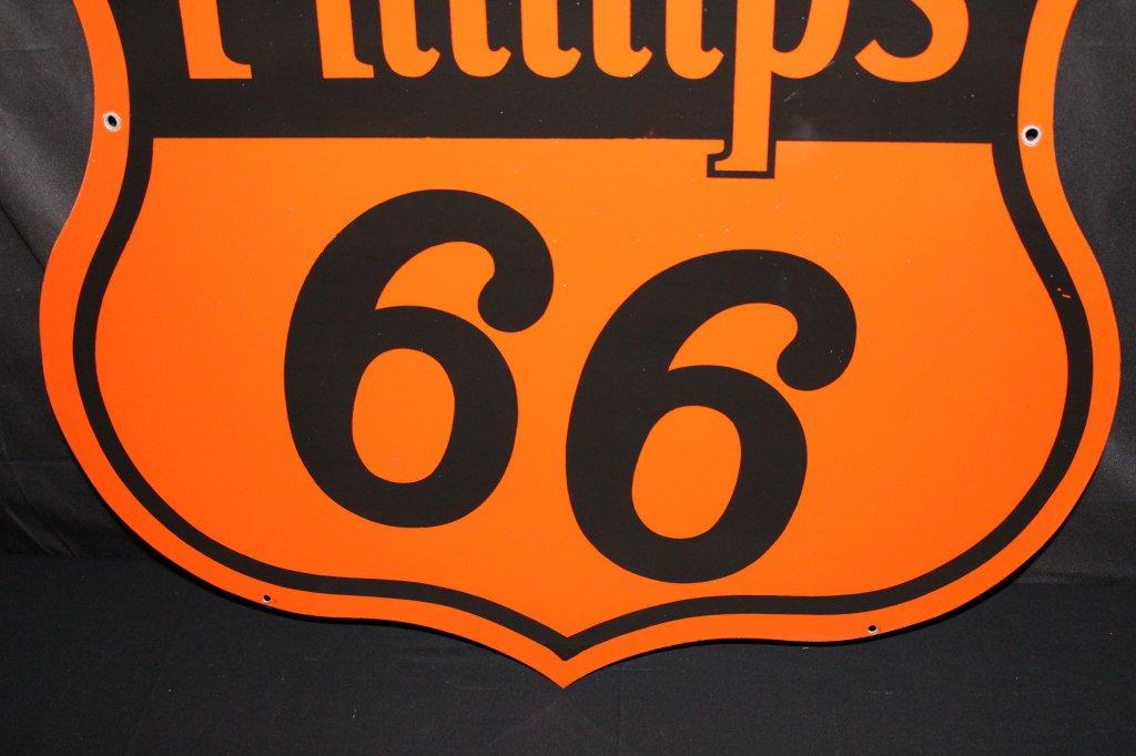 PORCELAIN PHILLIPS 66 GAS OIL SIGN DOUBLE SIDED