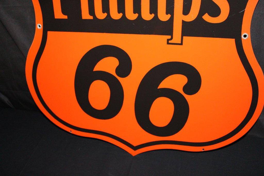 PORCELAIN PHILLIPS 66 GAS OIL SIGN DOUBLE SIDED