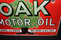 RARE PORCELAIN OAK MOTOR OIL SIGN DOUBLE SIDED