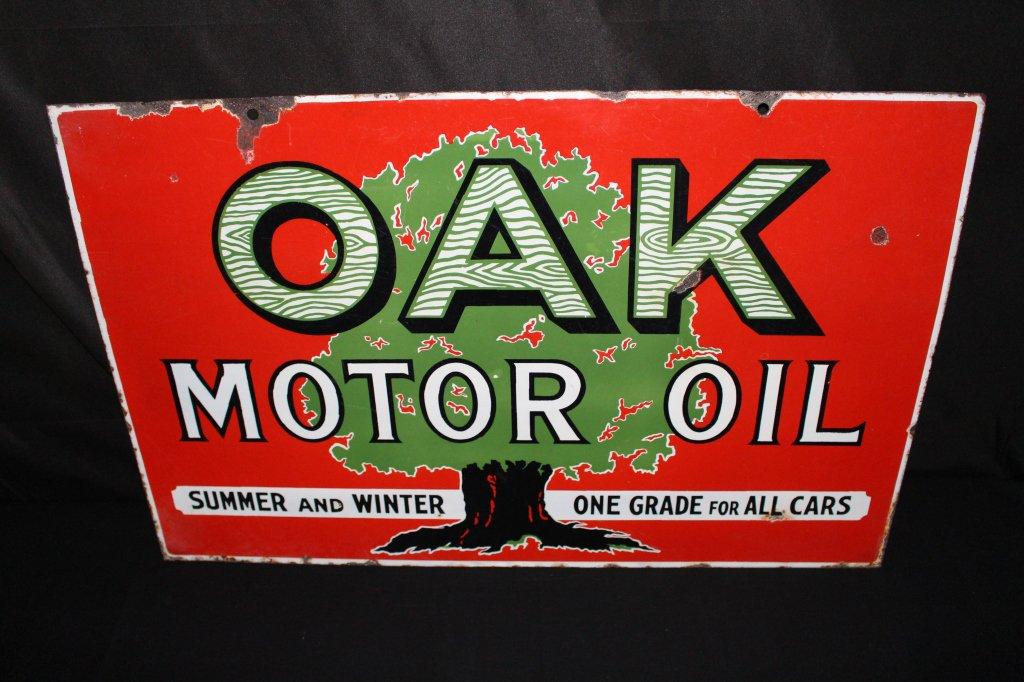 RARE PORCELAIN OAK MOTOR OIL SIGN DOUBLE SIDED