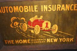 RARE NEW YORK AUTOMOBILE INSURANCE SIGN RACE CAR