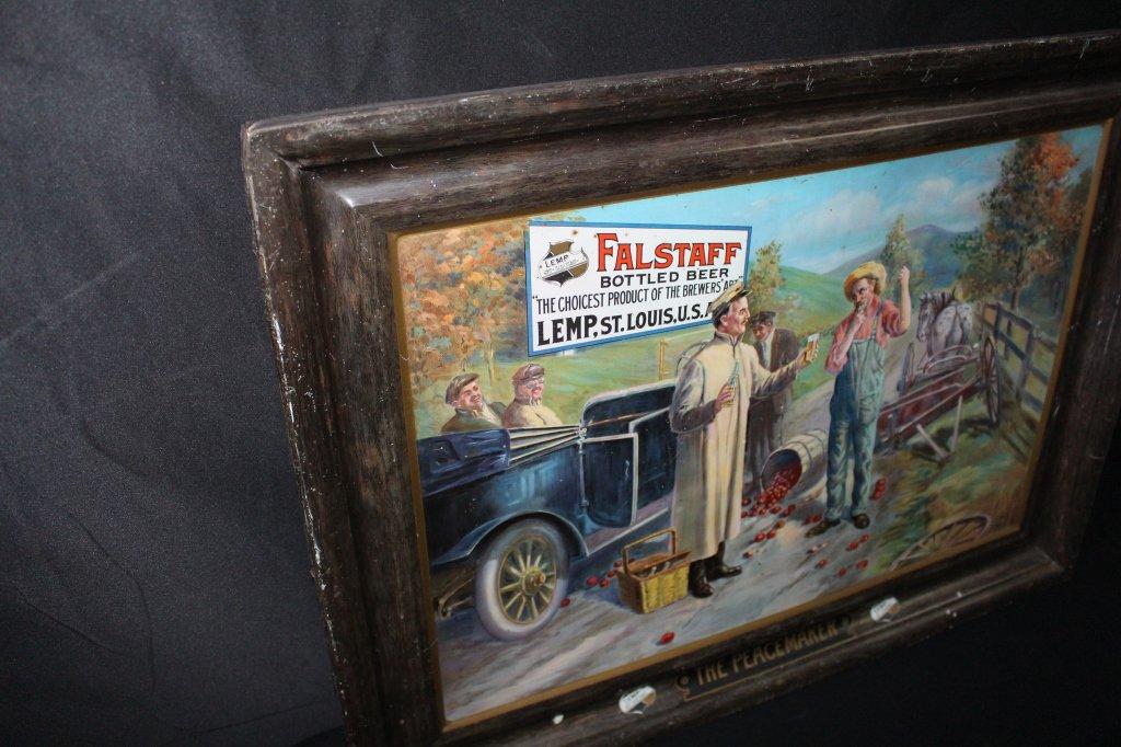 LEMP FALSTAFF BEER ST LOUIS MO PEACEMAKER TIN SIGN