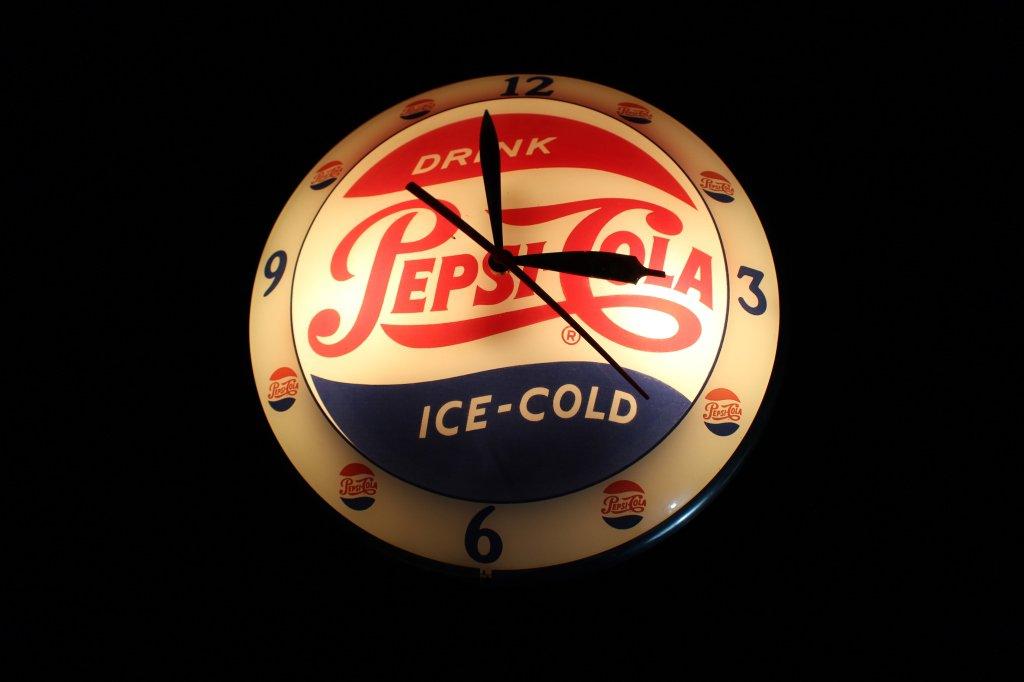 RARE PEPSI COLA DOUBLE BUBBLE CLOCK SIGN