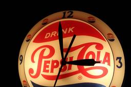 RARE PEPSI COLA DOUBLE BUBBLE CLOCK SIGN