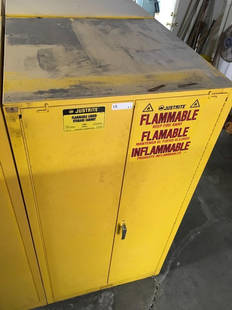 60 Gal capacity. Justrite flammable liquid storage cabinet