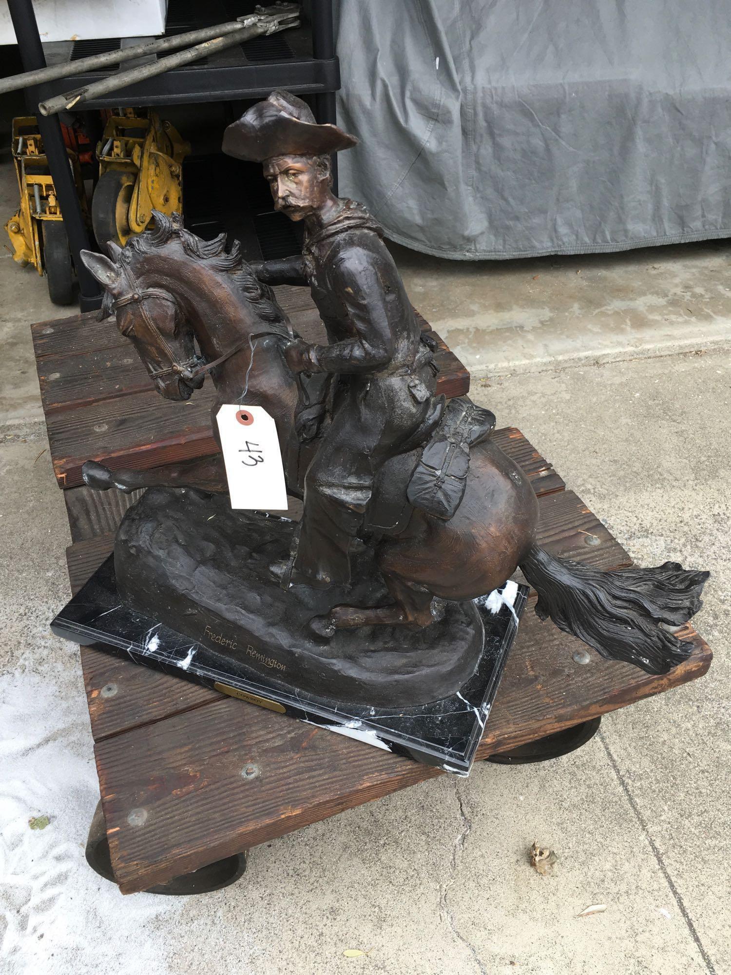 Large Frederic Remington "Cowboy" statue/sculpture Approx. 22" Tall  Condition Very Good