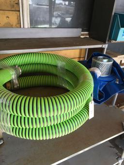 3" EPDM trash pump water suction w/ 100'blue discharge hose & 3/8" 3/8" hose end