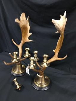 Beautiful Antler Candelabras. One is broken 24" tall x 15" wide