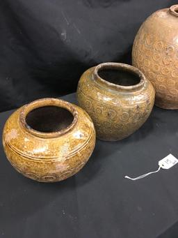 Pottery set  8" 9" & 14" tall