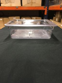 New 4" deep 1/2 pans with drain trays and lids