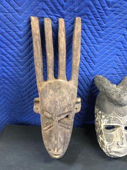 African Art; Assorted African wood wall art masks