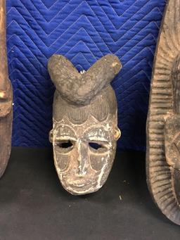 African Art; Assorted African wood wall art masks