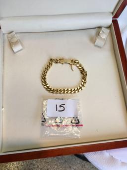 Gold Curb Link Bracelet 7" 18K Yellow Gold