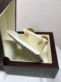 Pair Citrine Earings Yellow Gold. No appraisal on this piece.