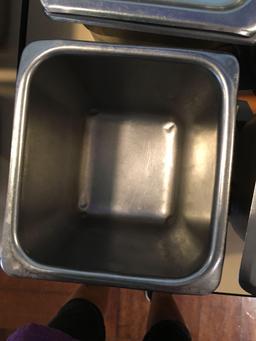 6 in deep stainless steel 1/6 pans with lids