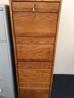 File cabinets, 4 drawer, 1 metal, 1 oak