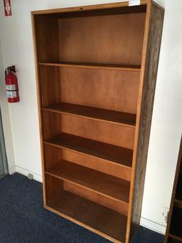 Oak 4 shelf bookcases, 3 ft. wide x 6 ft. tall