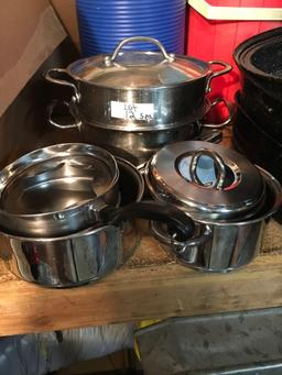 Tramonita Stainless steel pots, pans and steamers with clad bottoms, 5 pieces