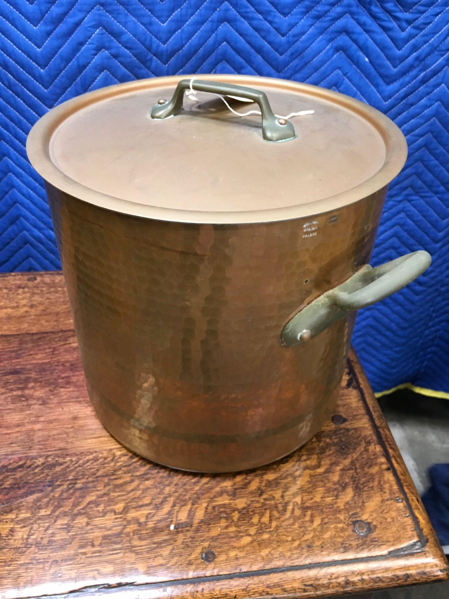 William Sonoma 20 and 12 qt stock pot Copper Exterior W/ Tin Clad Interior