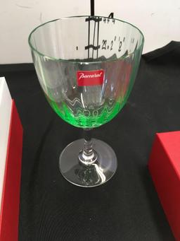 6 in. Vintage Baccarat wine glass in original box (green)