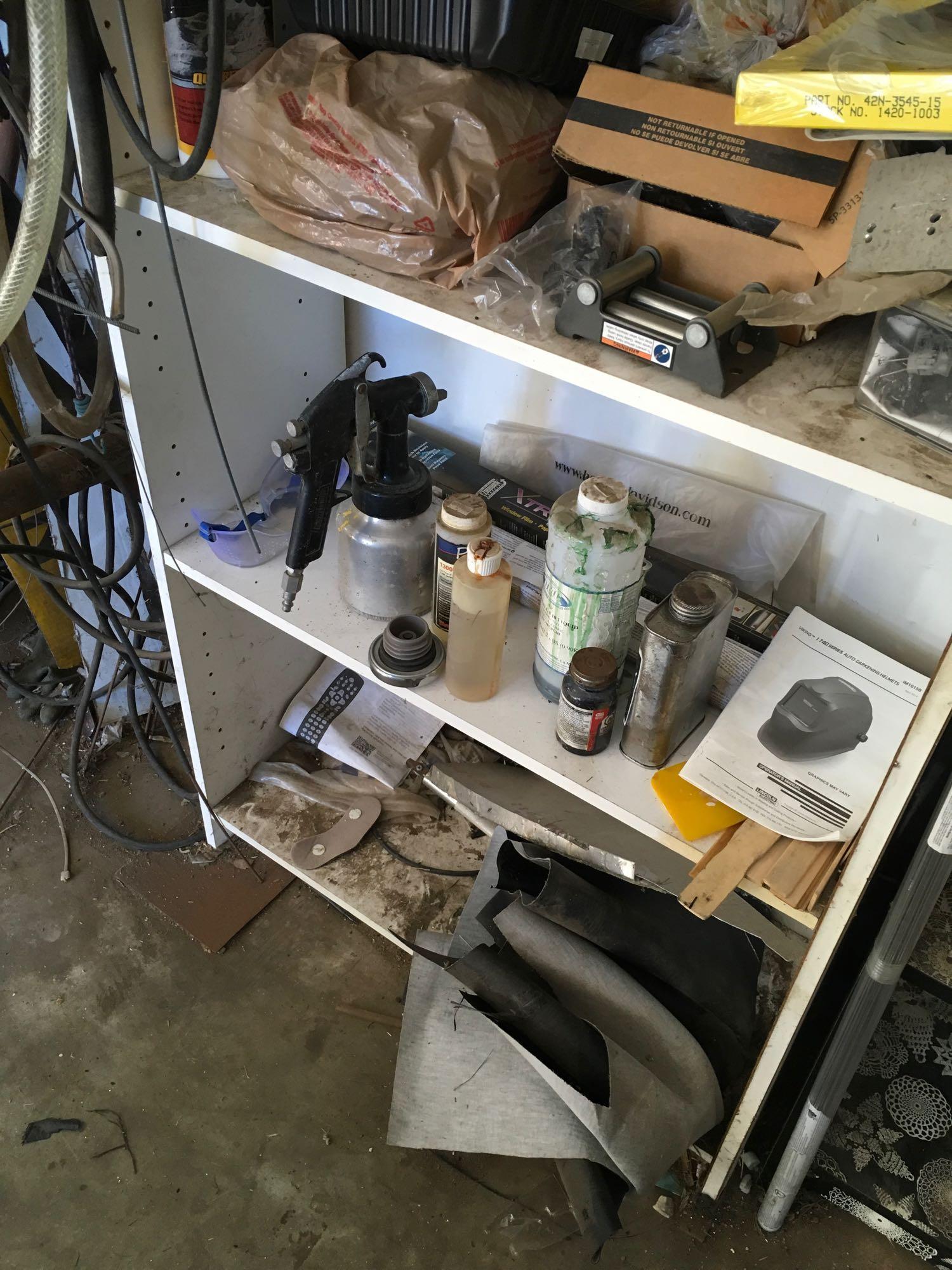 Mixed lot of Assorted Tools and misc. on shelves