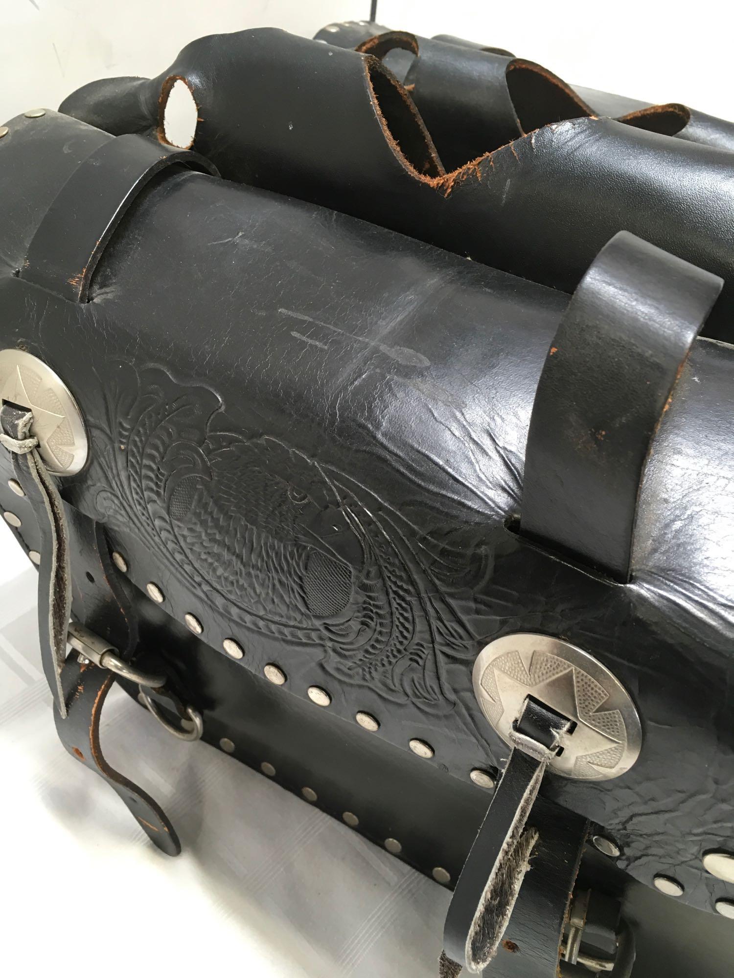 Leather Saddle Bags & Accessory Pouches. 3 pieces