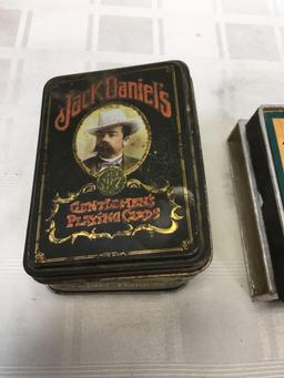 Vintage playing cards and Jack Daniels playing cards with tin