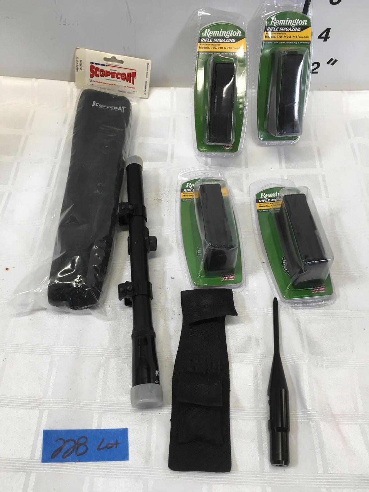 Remington Rifle Mags, Rifle Scope & Sock