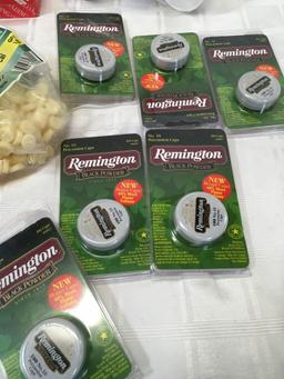 Remington black powder, Hornady, lead round balls, wonder seals, powder wads