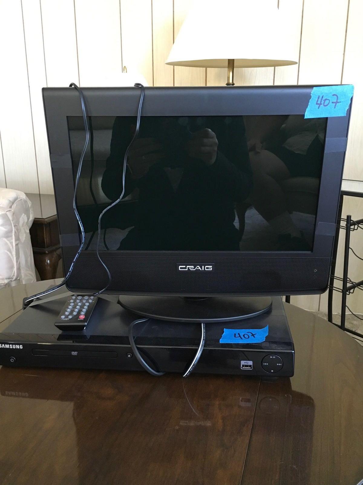 Craig 14" TV with remote and Samsung DVD player with remote