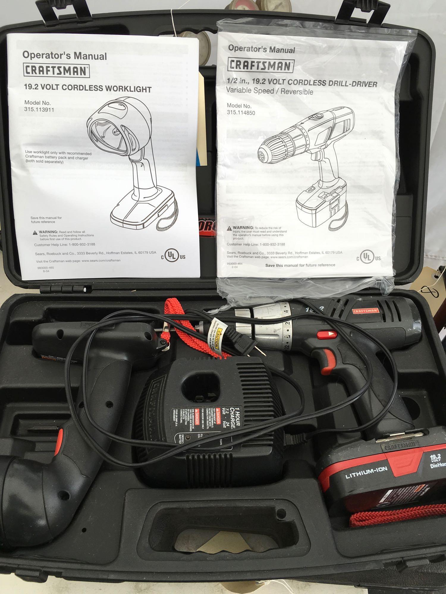 Craftsman 19.2 volt Cordless Worklight & 1/2 in. 19.2 volt Cordless Drill Driver