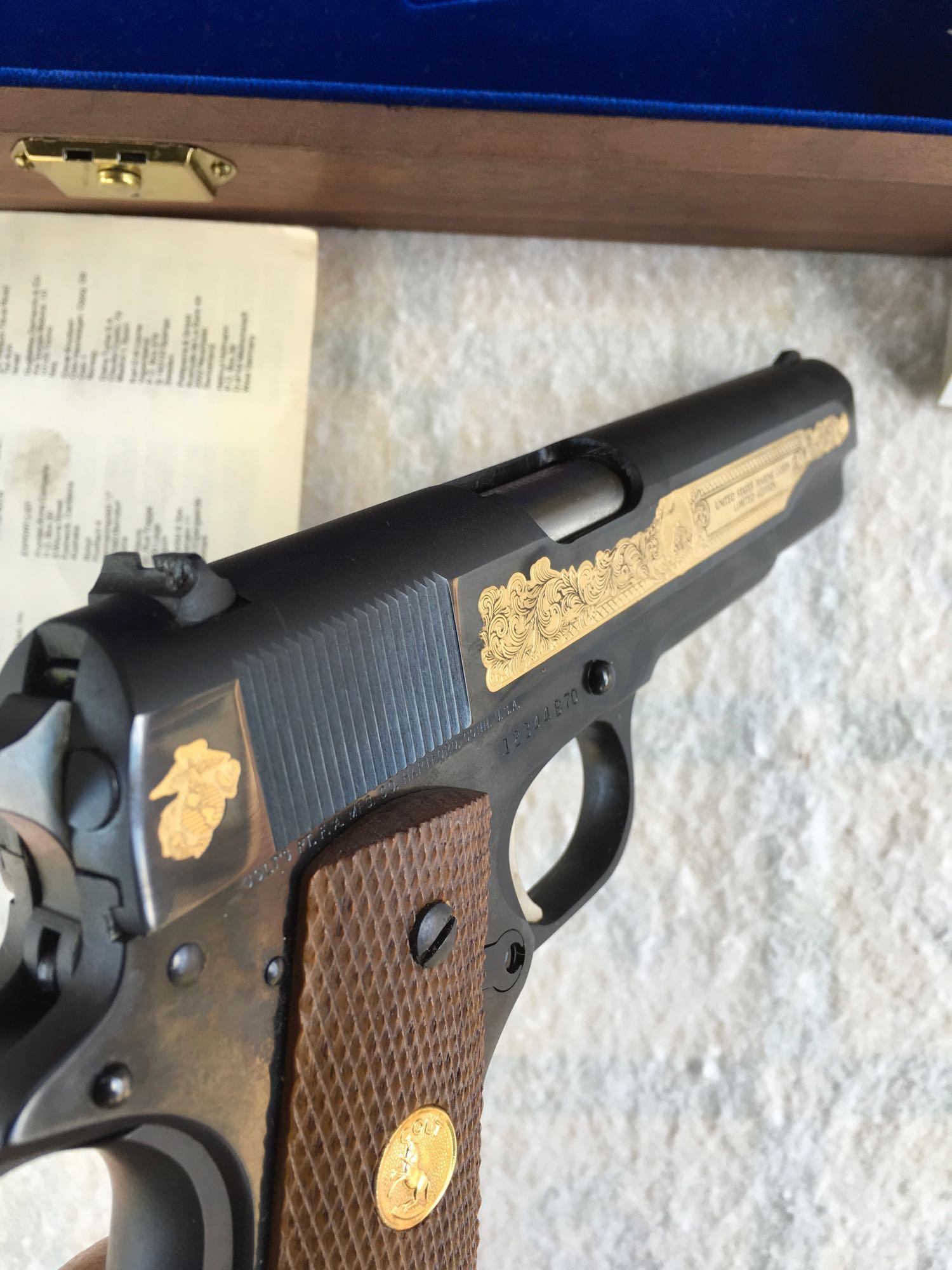 Colt 1911 USMC Limited Edition w case/key. Serial #12344B70 Off Roster, Not for sale in California