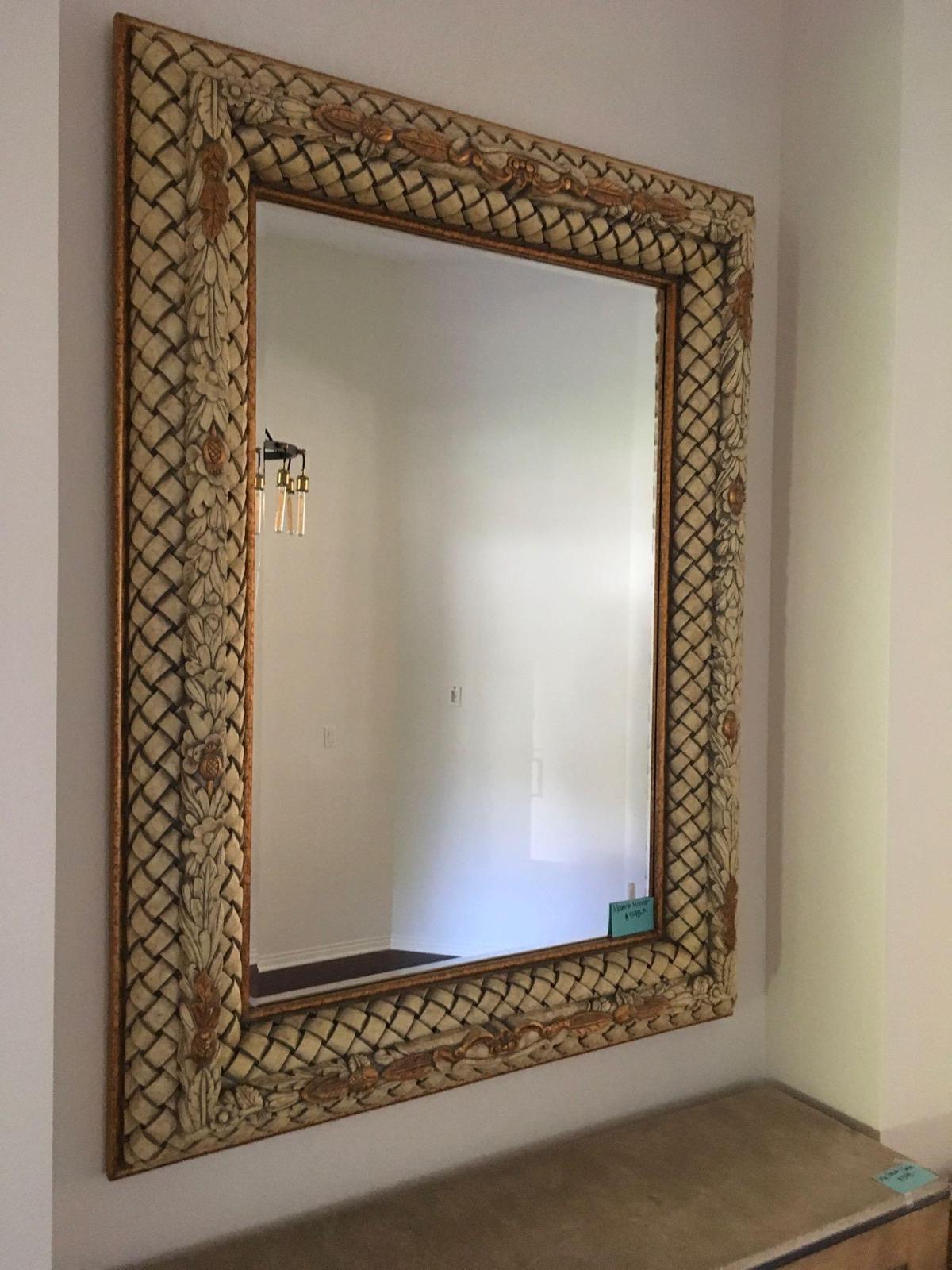 58 1/2" x 75" x 6" Large Foyer Mirror ( be sure to look at the accents in the frame )