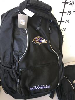 Football team New Baltimore Ravens back packs