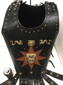 New leather like warrior vest with gold lion/accents size fits most